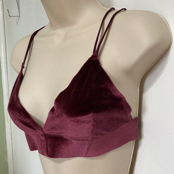 Shimera Velvet Deep Purple Burgundy Bralette Bra Womens Size Small - Picture 5 of 11